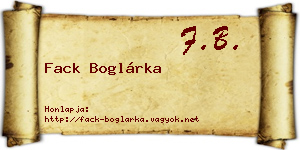 Fack Boglárka névjegykártya